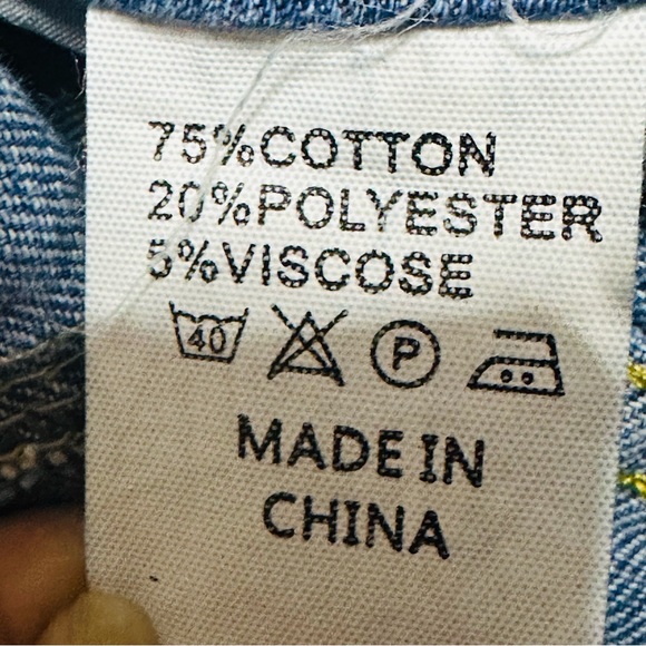 Button Up Strapless Pockets Straight Leg Denim Jumpsuit-Blue Sz M - Picture 11 of 11